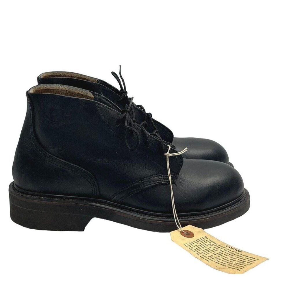 ADDISON VTG Military Electric Hazard Biltrite Sole Black Leather Chukka Boots 4N